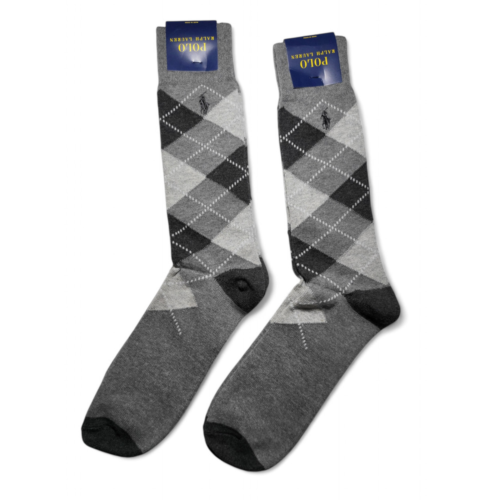 Lot of 2 NWT POLO Ralph Lauren Argyle Trouser Dress Socks Men's‎ Size 10-13